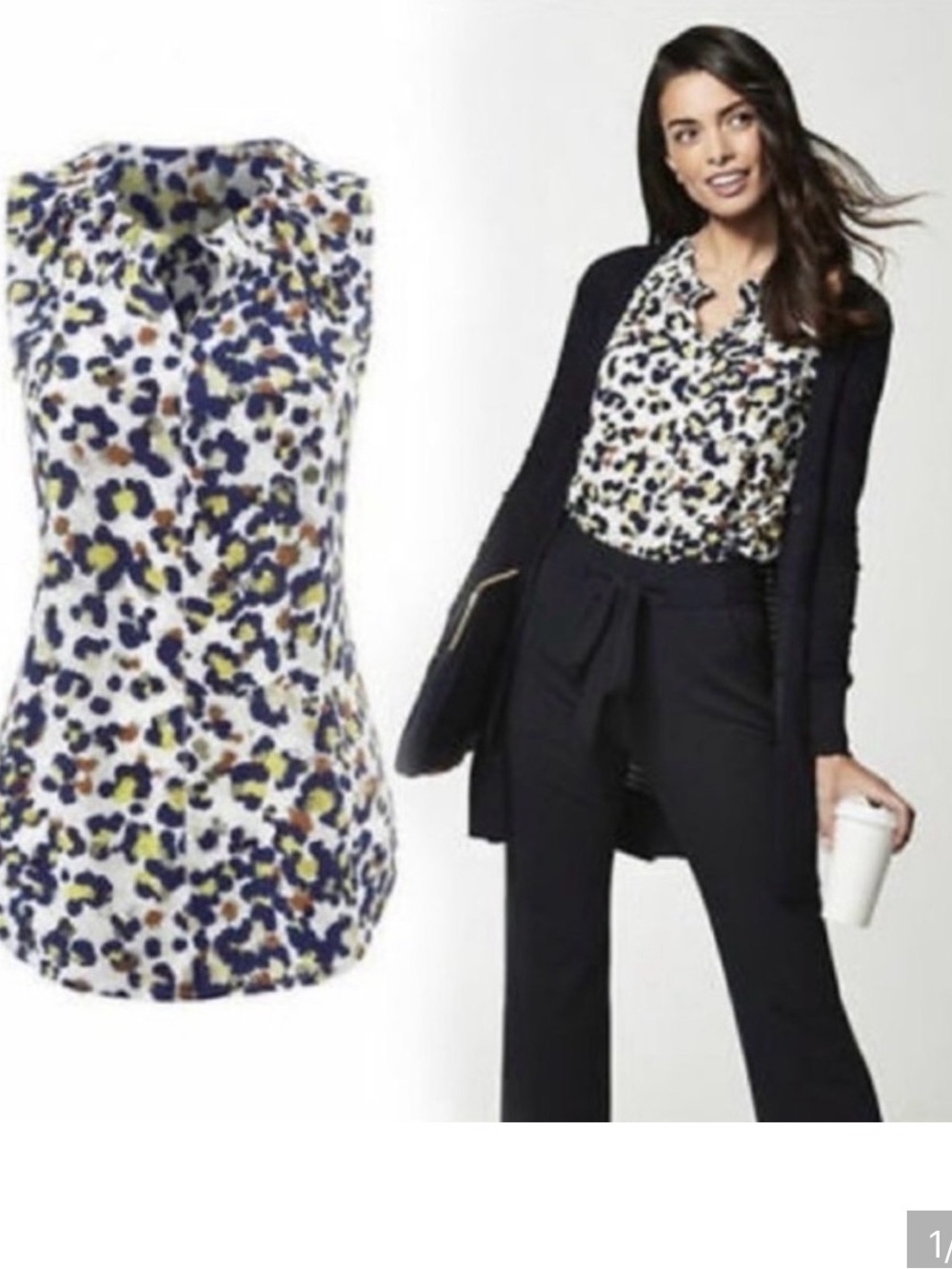 CAbi White Multi-Spot Sleeveless Blouse Fierce top